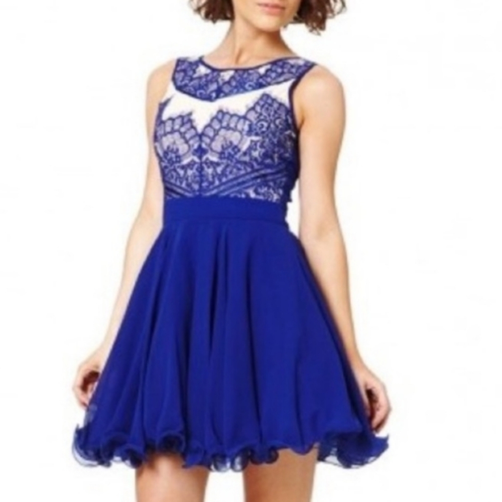 Chi chi London Eyelash Lace Fit & Flair Dress